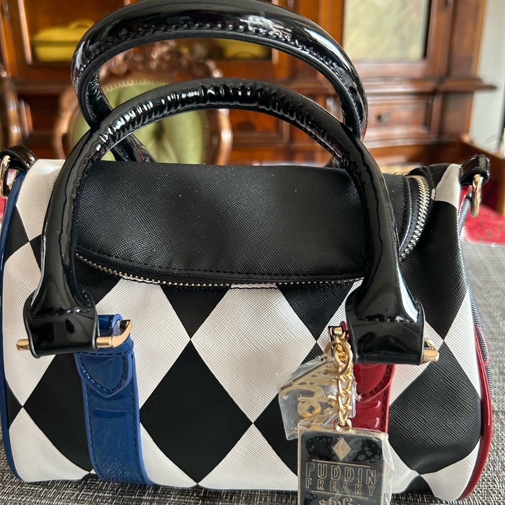 Black and White Checkered Women's Bag